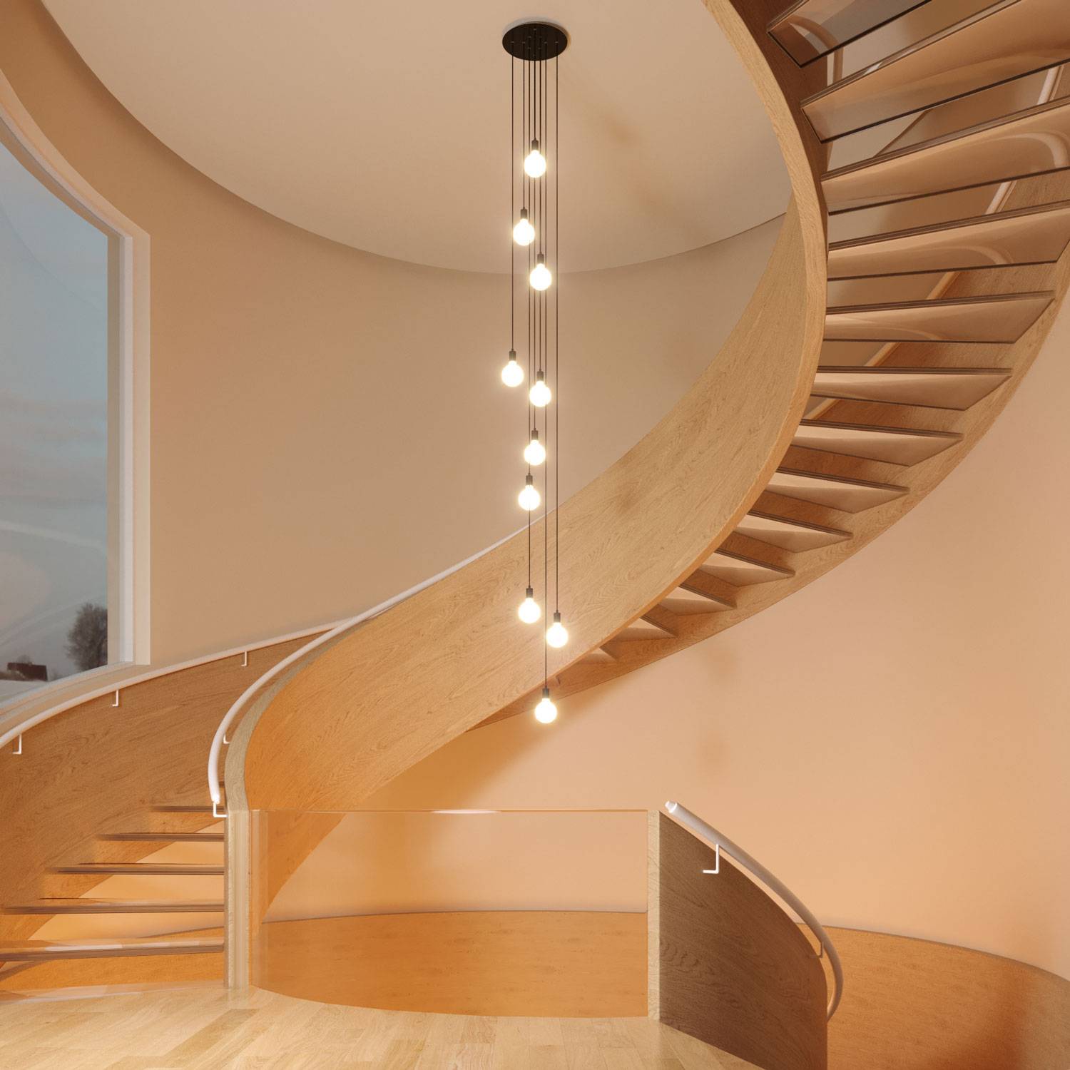 Rosone XXL Rose-One rotondo, diametro 400 mm con 10 fori e 4 fori laterali - Nero opaco Bianco