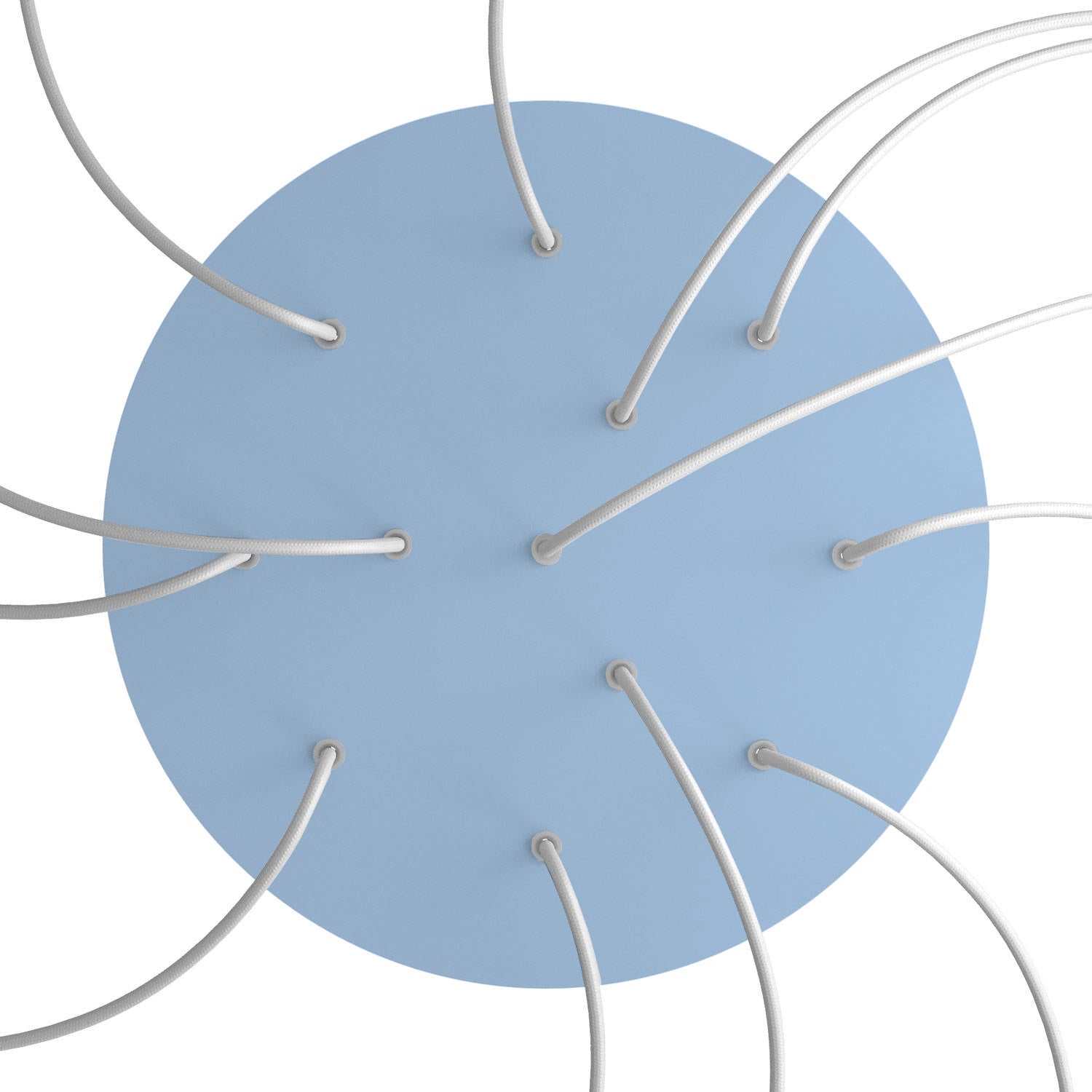 Rosone XXL Rose - One rotondo, diametro 400 mm con 12 fori e 4 fori laterali - Blu carta da zucchero - Creative Cables