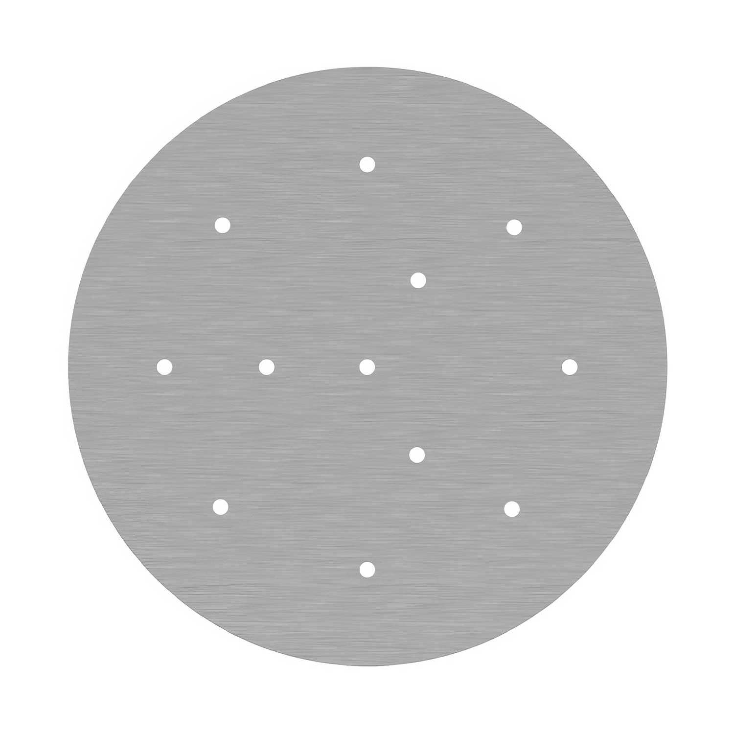 Rosone XXL Rose-One rotondo, diametro 400 mm con 12 fori e 4 fori laterali - Dibond Acciaio satinato Bianco