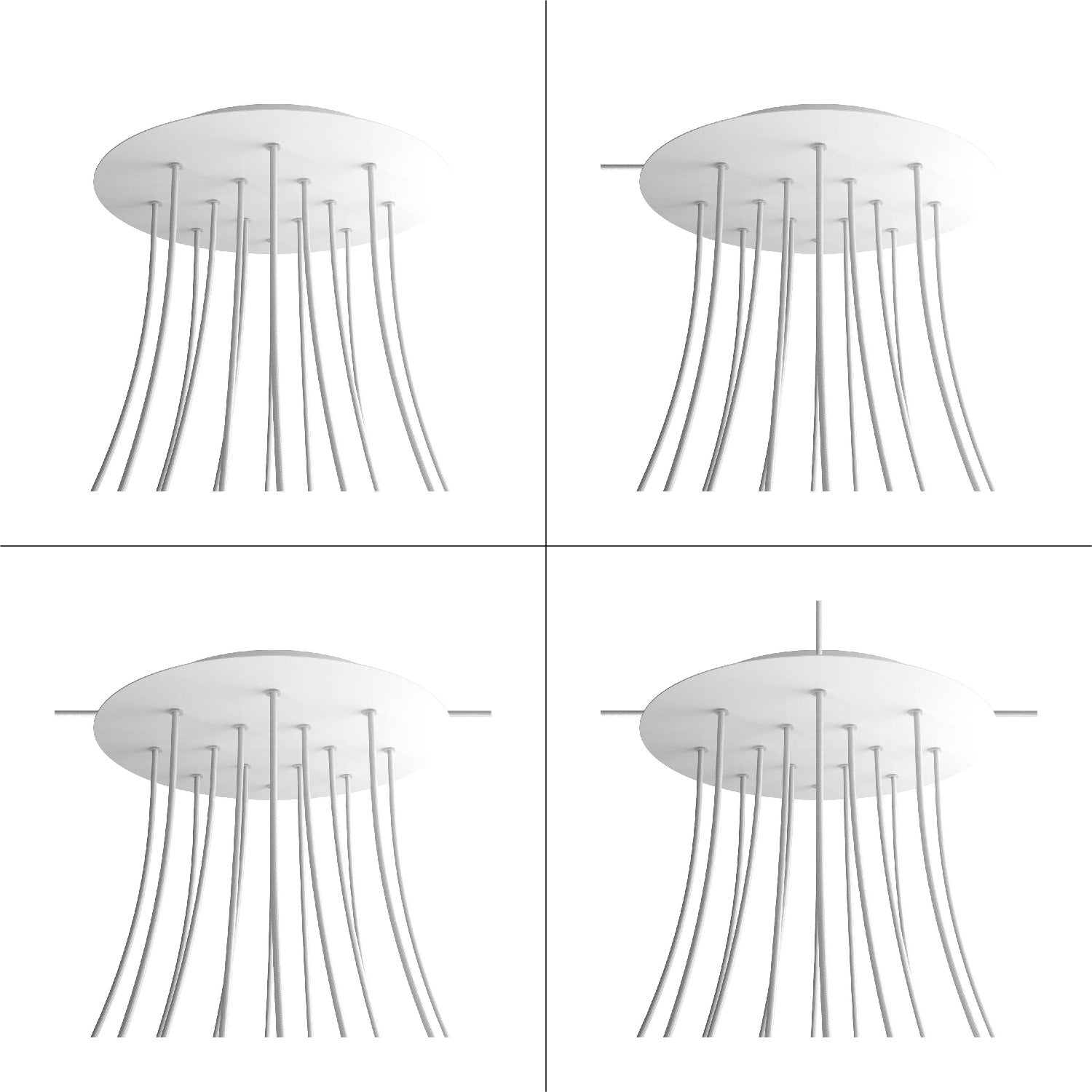 Rosone XXL Rose-One rotondo, diametro 400 mm con 14 fori e 4 fori laterali - Dibond Rame satinato Bianco