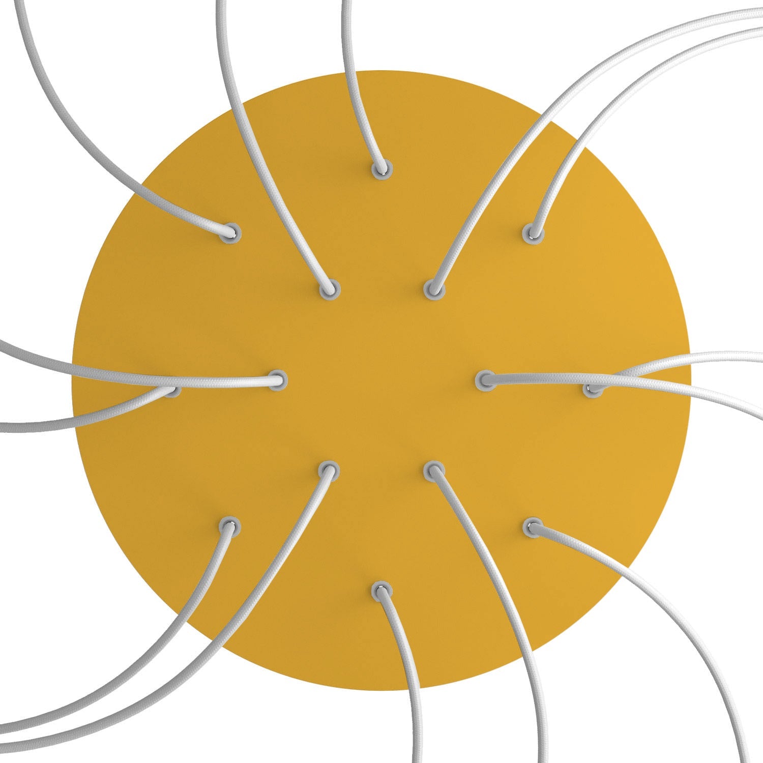 Rosone XXL Rose - One rotondo, diametro 400 mm con 14 fori e 4 fori laterali - Mostarda - Creative Cables