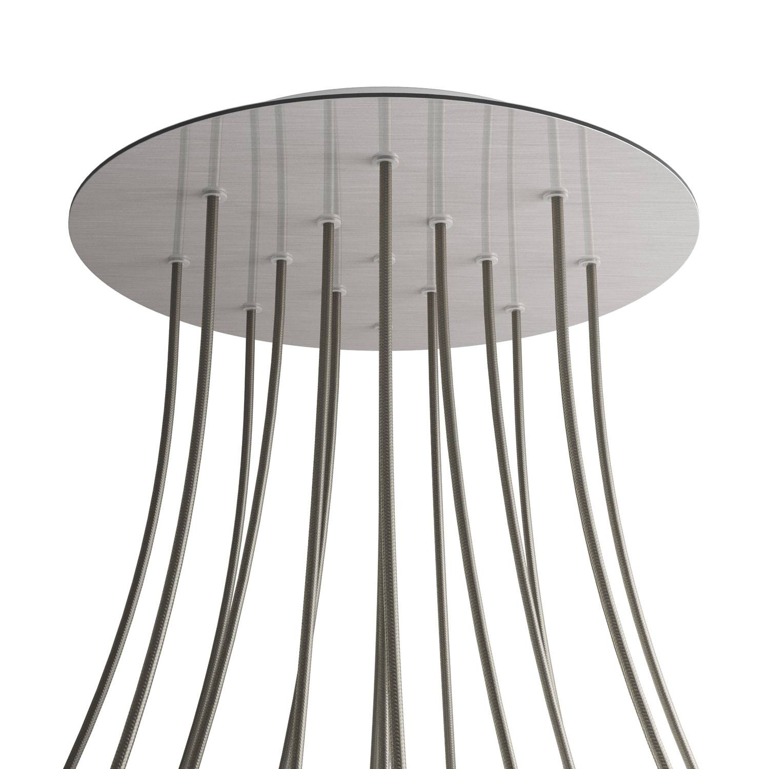 Rosone XXL Rose - One rotondo, diametro 400 mm con 15 fori e 4 fori laterali - Dibond Acciaio satinato - Creative Cables