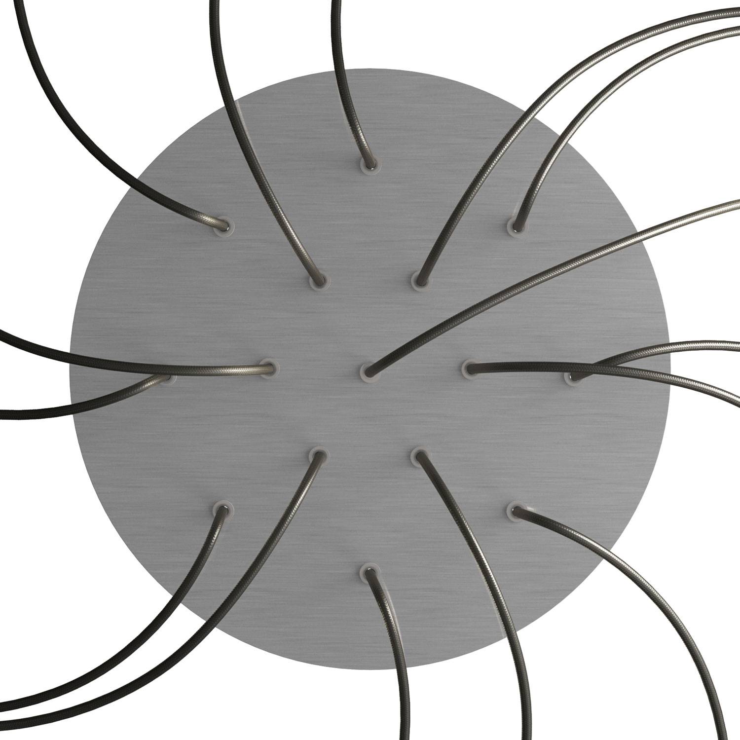 Rosone XXL Rose - One rotondo, diametro 400 mm con 15 fori e 4 fori laterali - Dibond Acciaio satinato - Creative Cables