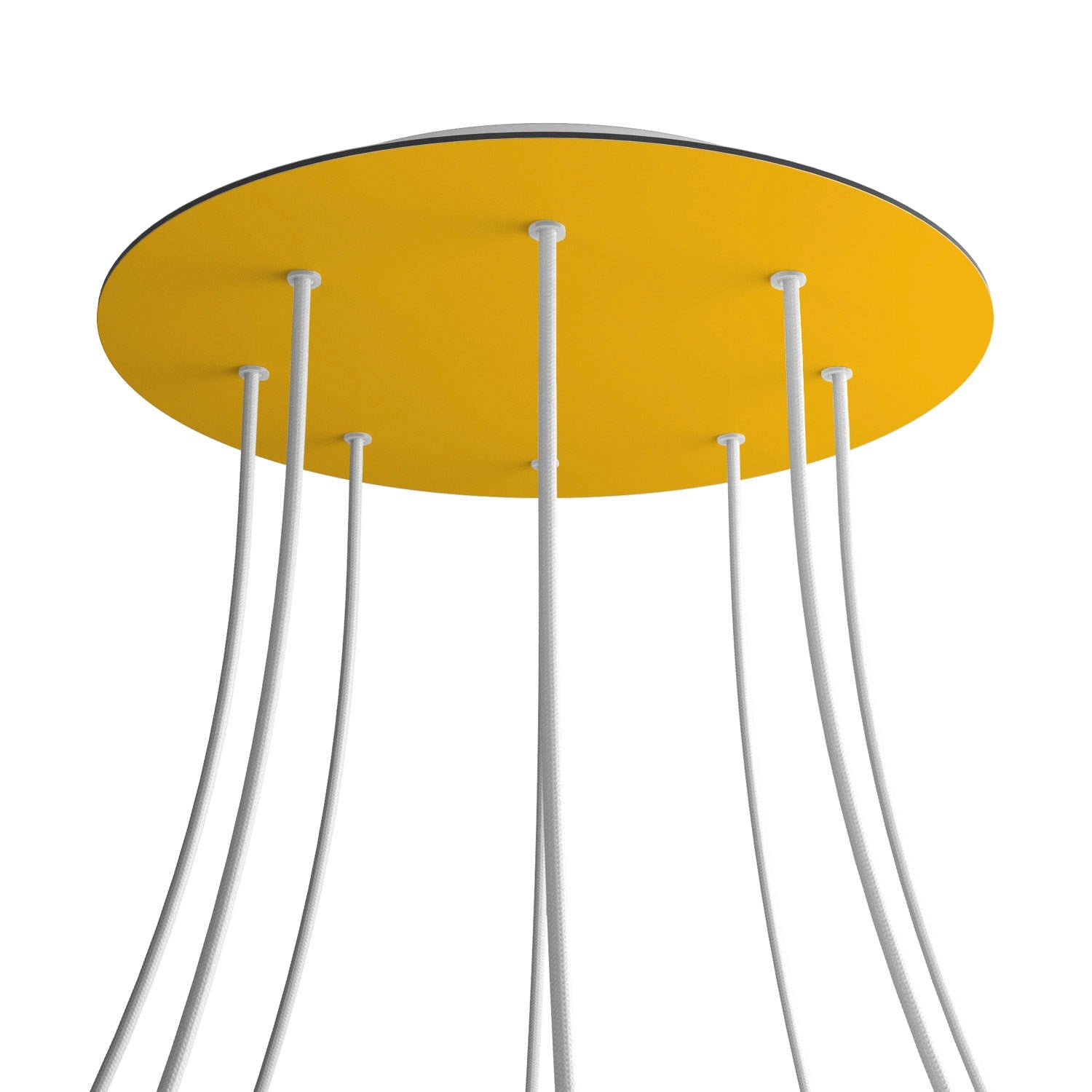 Rosone XXL Rose-One rotondo, diametro 400 mm con 8 fori e 4 fori laterali - Mostarda Bianco