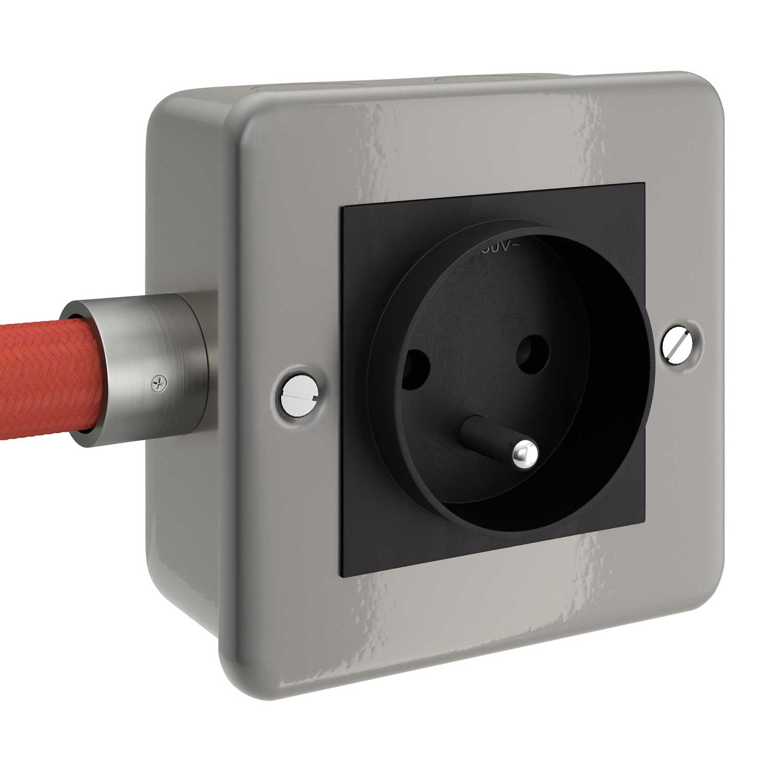 Scatola da parete in metallo con presa francese per Creative - Tube - Creative Cables