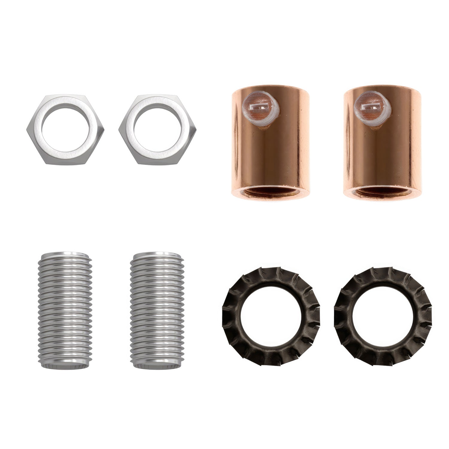 Serracavo cilindrico in metallo completo di tige, dado e rondella - Rame - Creative Cables