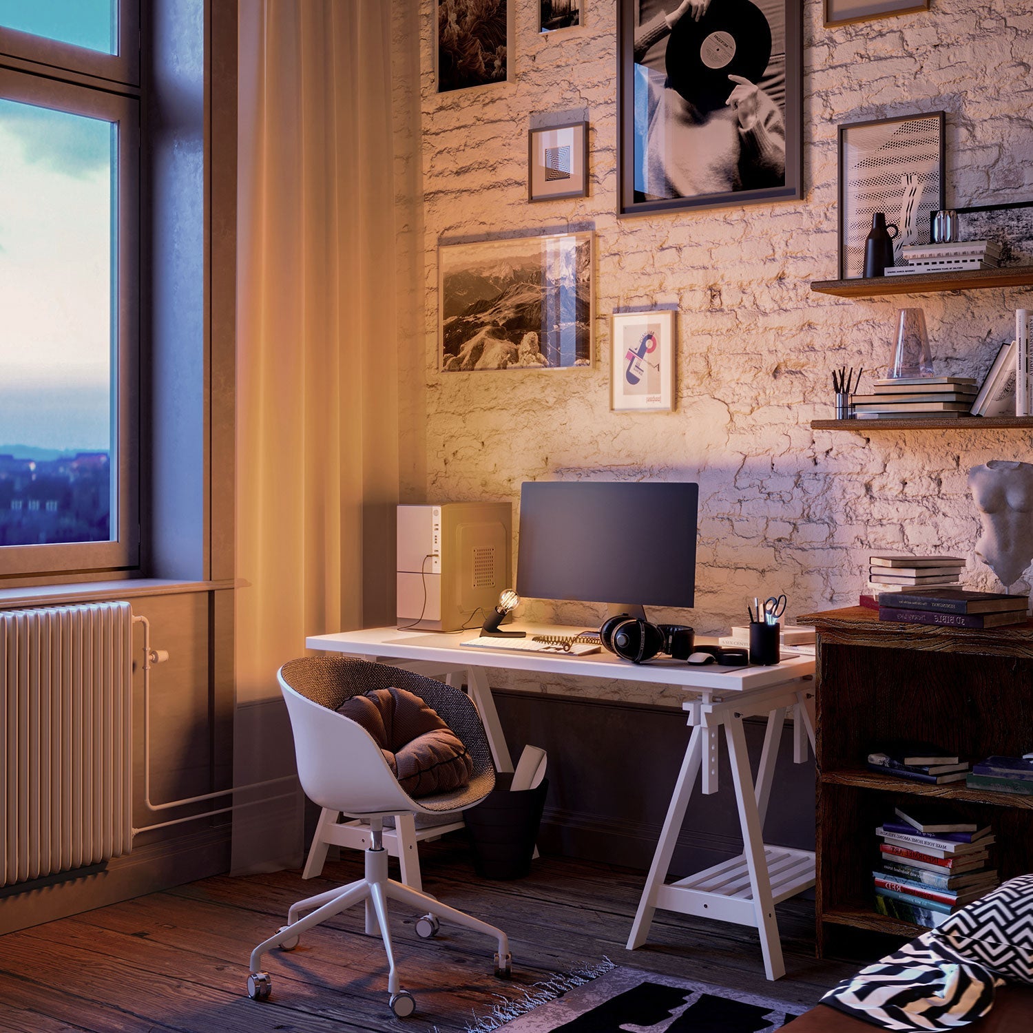 SI! Lampada da tavolo a 5V con lampadina A60 e base metallica - Nero - Creative Cables