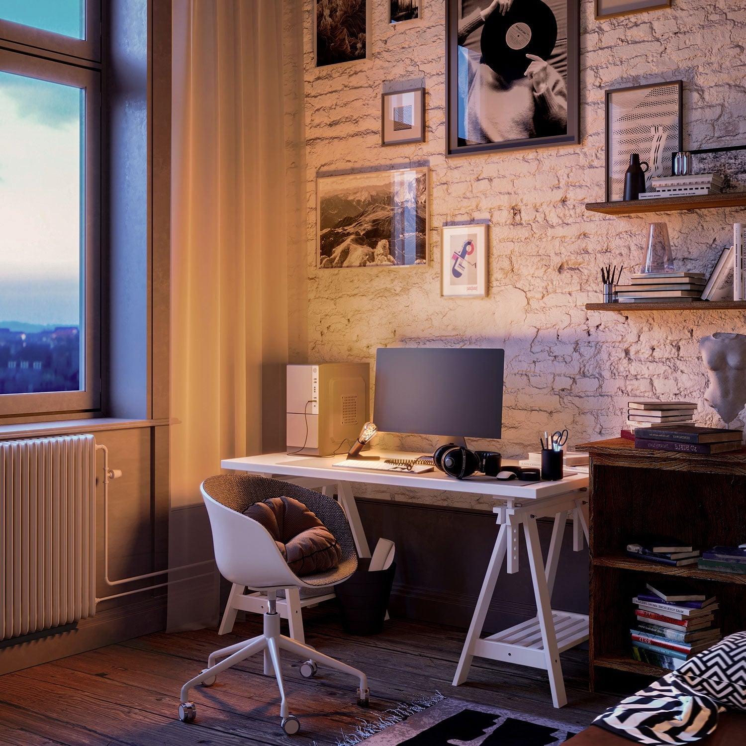 SI! Lampada da tavolo a 5V con lampadina ST64 e base metallica - Bronzo satinato - Creative Cables