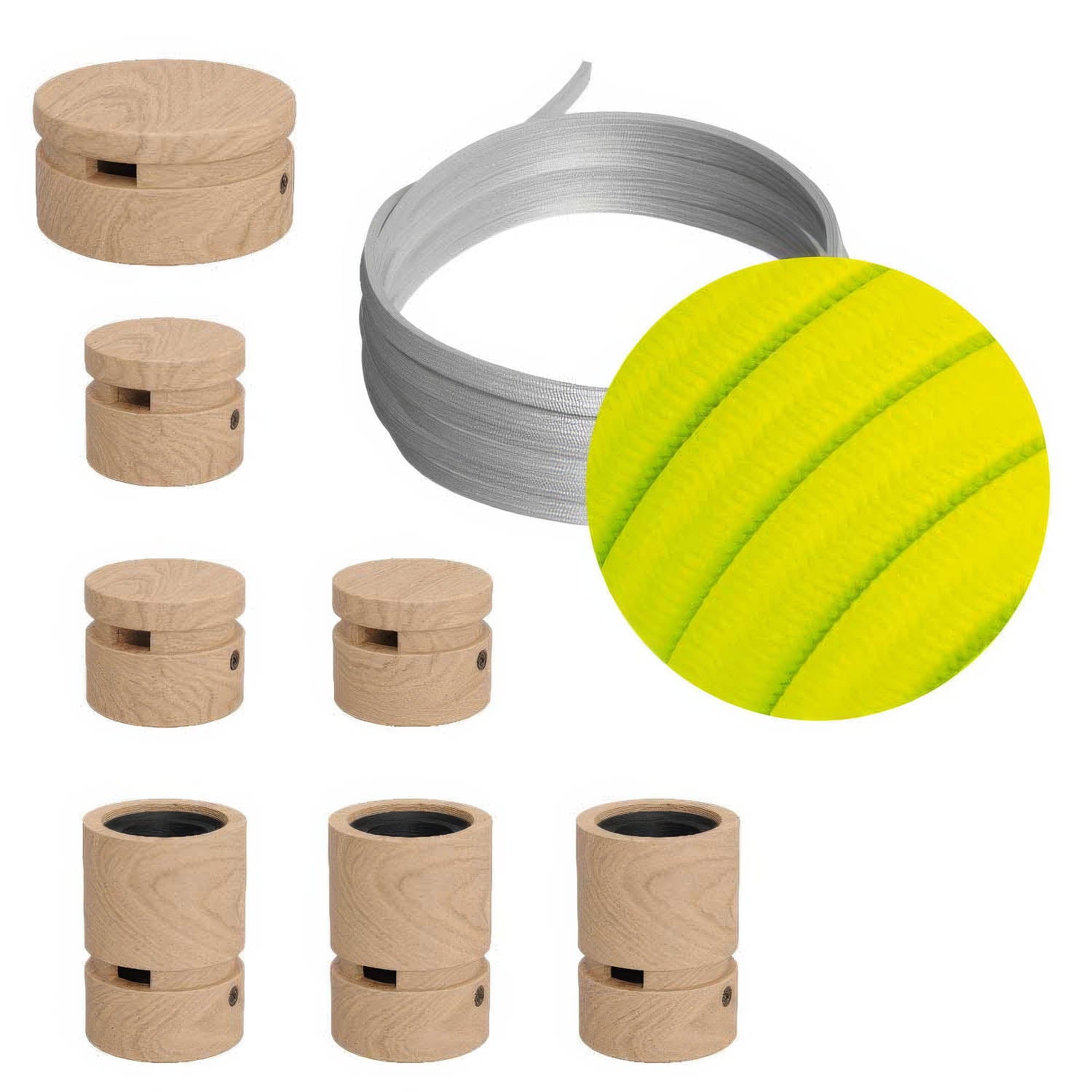 Sistema Filé Linear Kit - con cavo CF10 di 5 m per catenaria e 7 componenti in legno per interni - Creative Cables