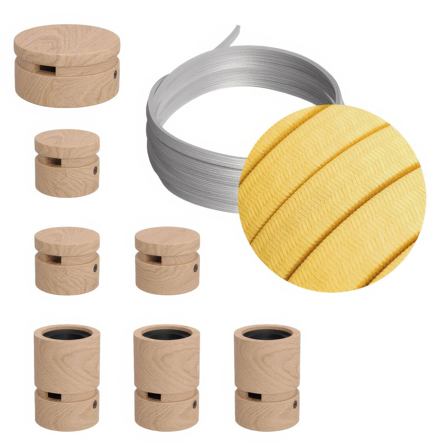 Sistema Filé Linear Kit - con cavo CM10 di 5 m per catenaria e 7 componenti in legno per interni - Creative Cables