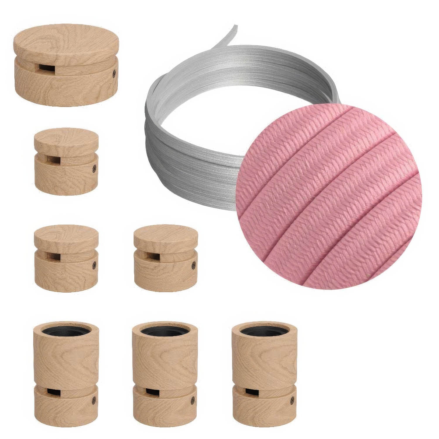 Sistema Filé Linear Kit - con cavo CM16 di 5 m per catenaria e 7 componenti in legno per interni - Creative Cables