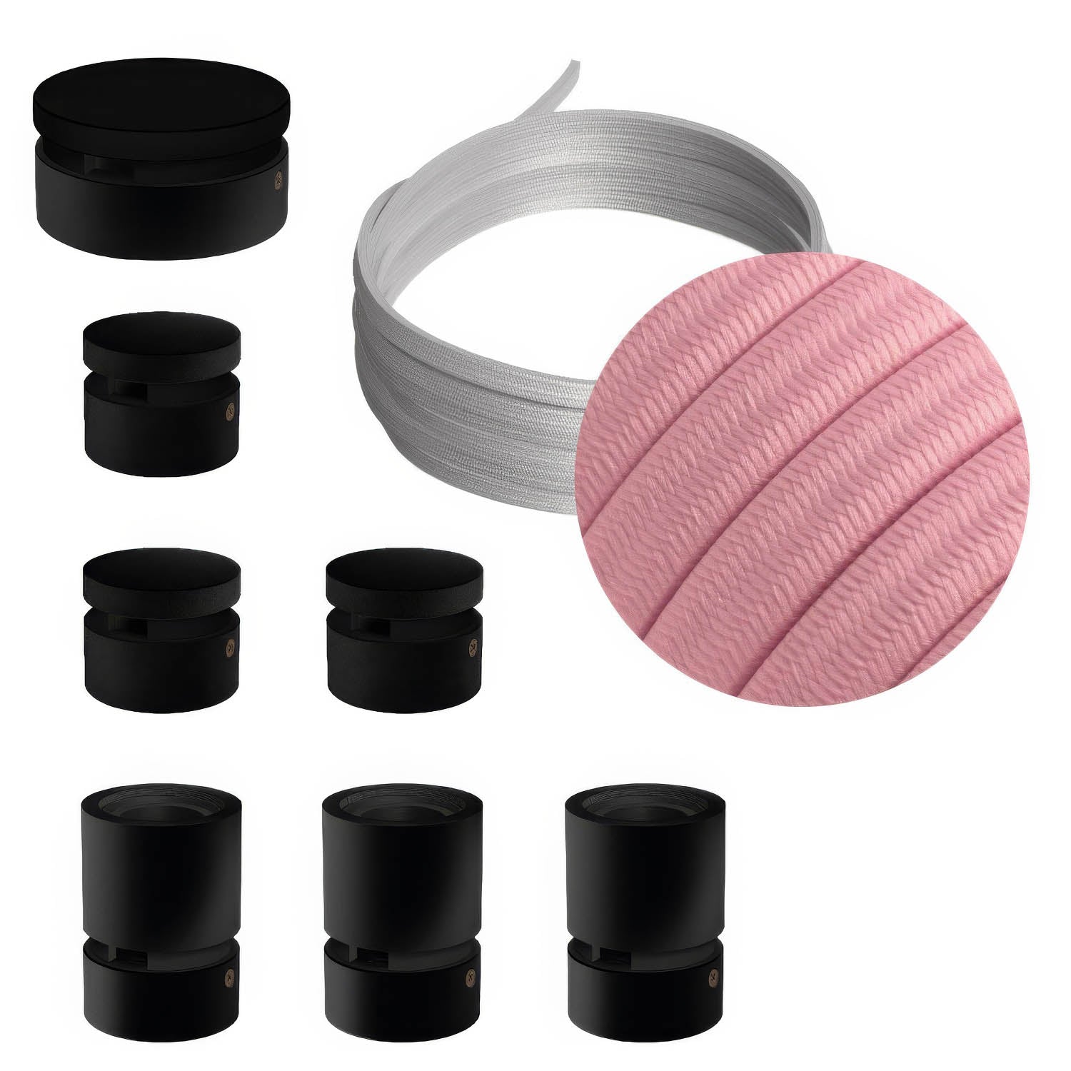 Sistema Filé Linear Kit - con cavo CM16 di 5 m per catenaria e 7 componenti in legno verniciato nero per interni