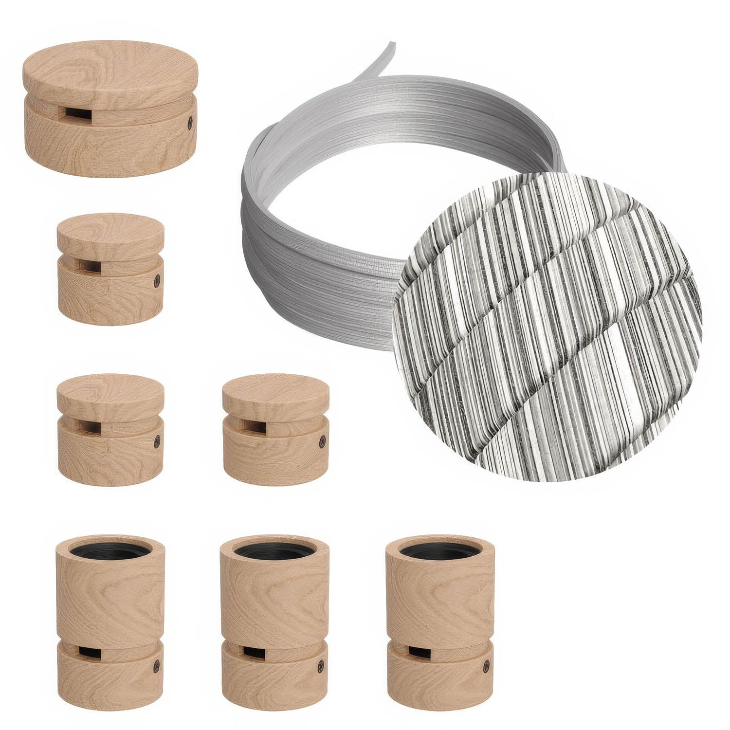 Sistema Filé Linear Kit - con cavo ECC37 di 5 m per catenaria e 7 componenti in legno per interni - Creative Cables