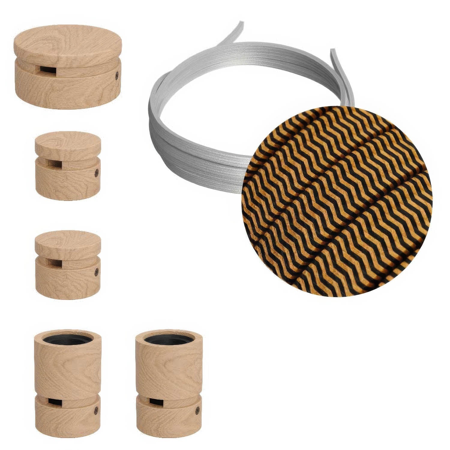 Sistema Filé Wiggle Kit - con cavo CZ22 di 3 m per catenaria e 5 componenti in legno per interni