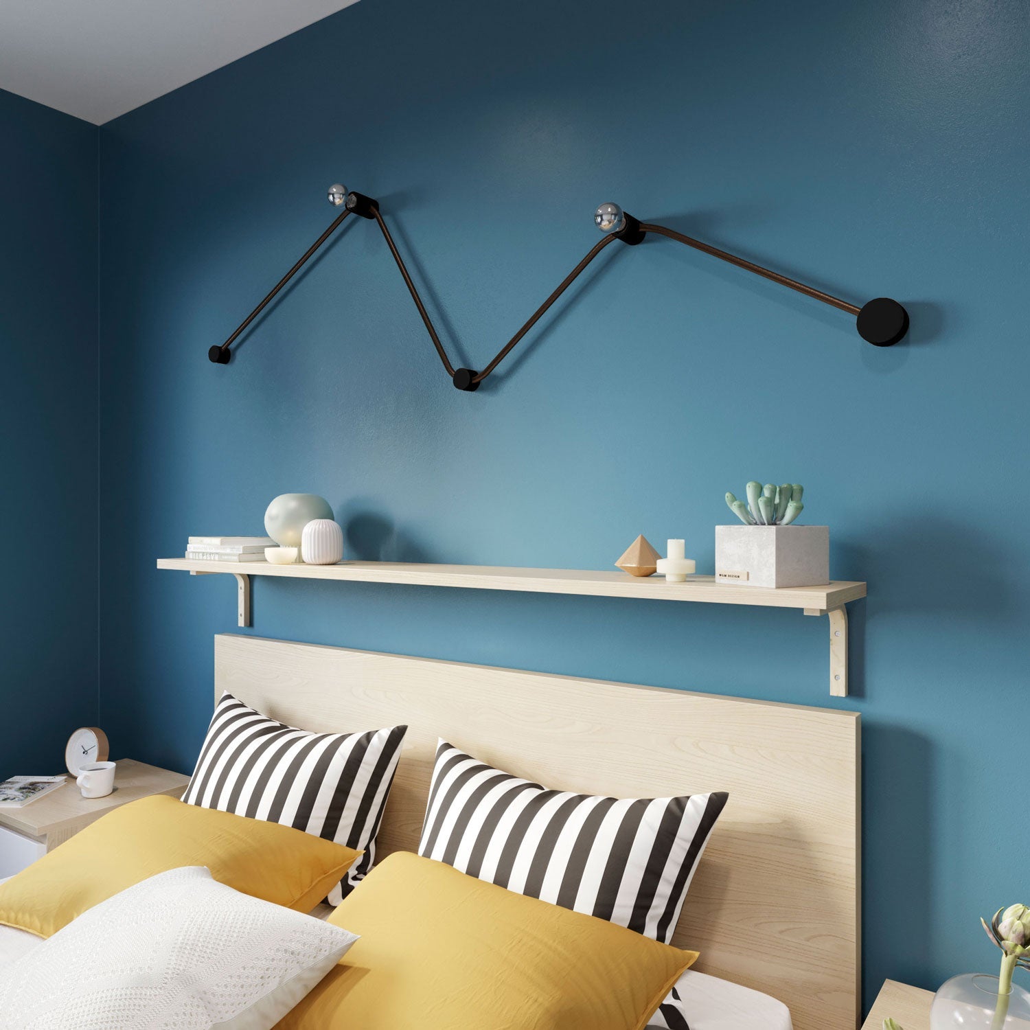 Sistema Filé Wiggle Kit - con cavo CZ22 di 3 m per catenaria e 5 componenti in legno verniciato nero per interni