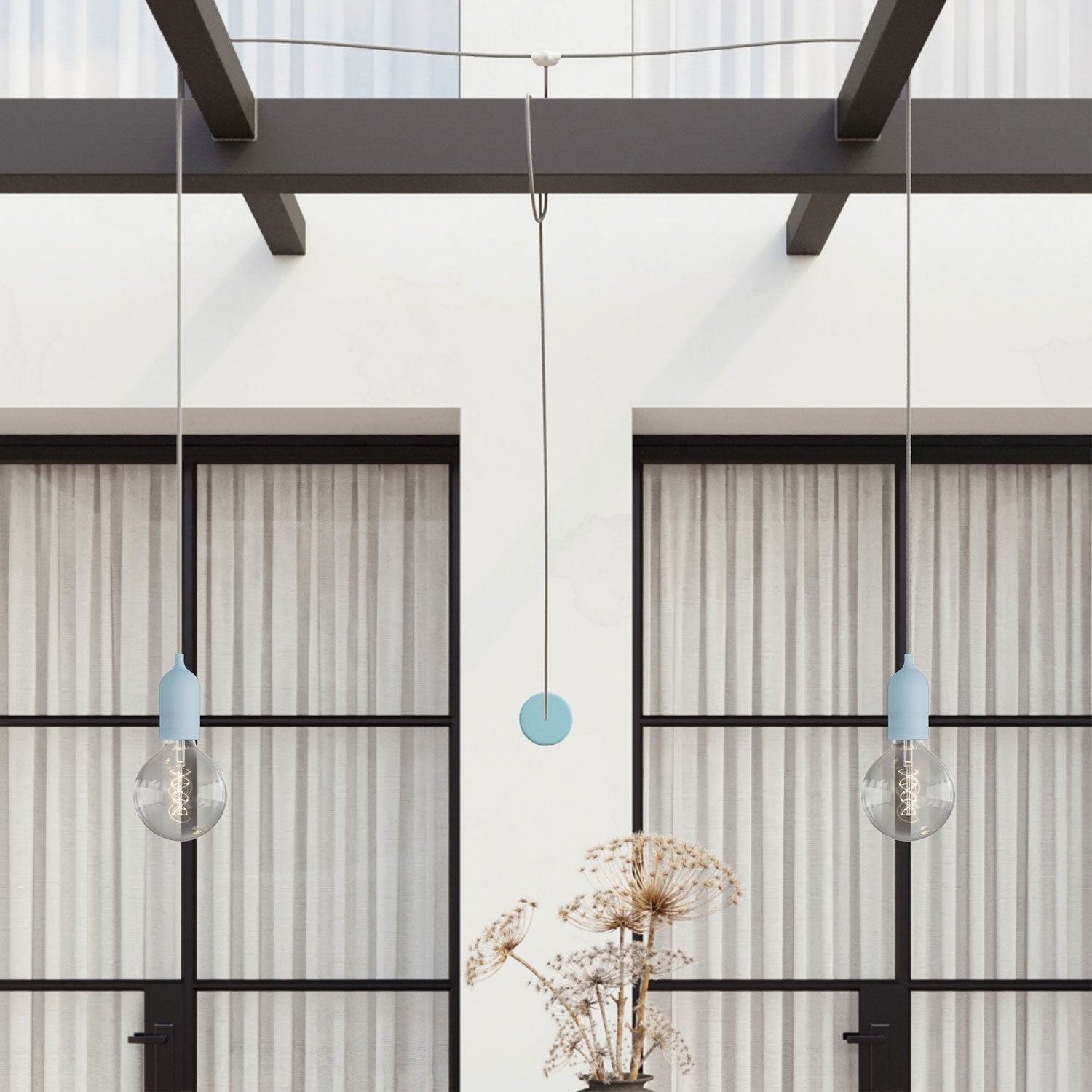 T-Snake Modulair Lampada da esterno IP65 a 2 luci con rosone - Blu carta da zucchero