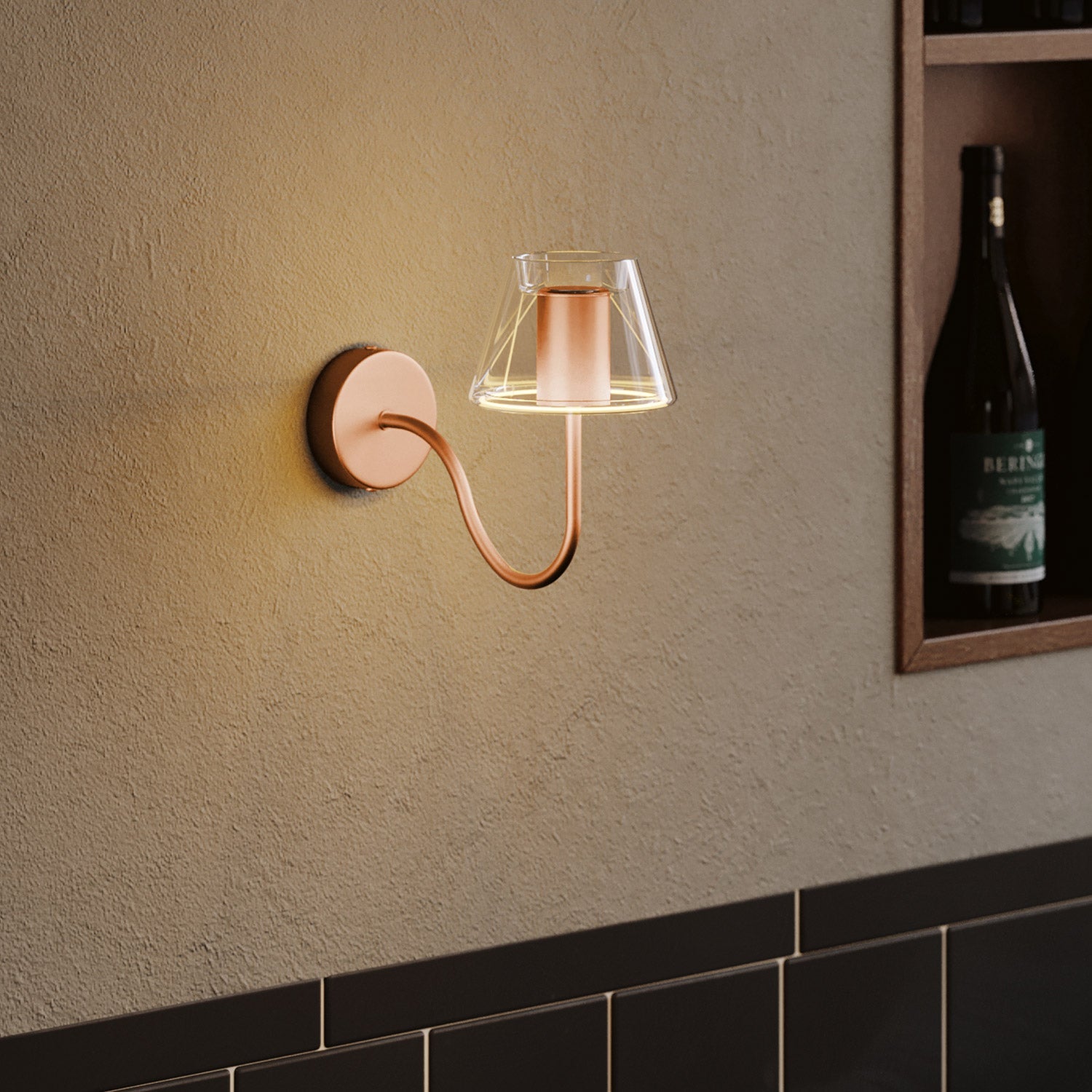 Tubo curvo di estensione a S per lampada, 16,5 cm in metallo - Rame satinato - Creative Cables