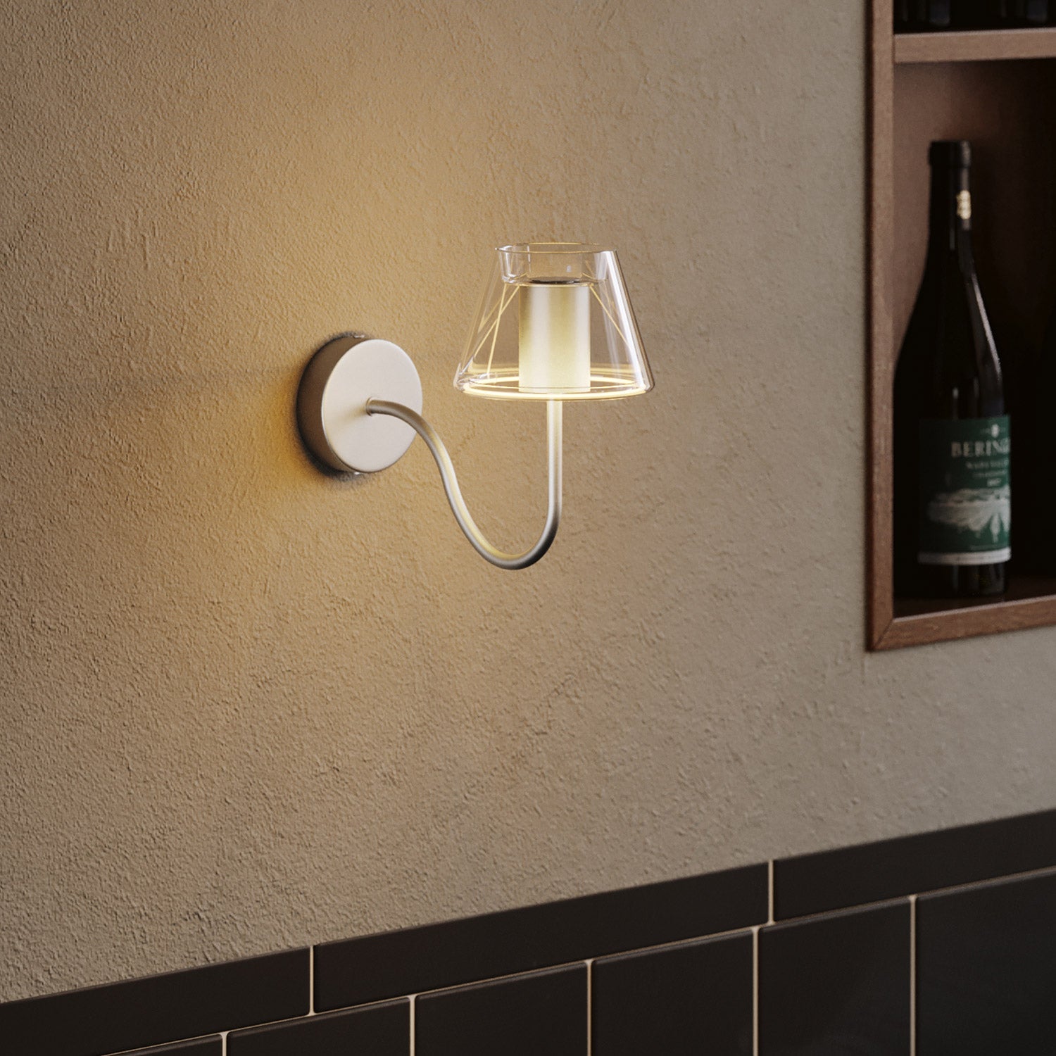 Tubo curvo di estensione a S per lampada, 16,5 cm in metallo - Titanio satinato - Creative Cables