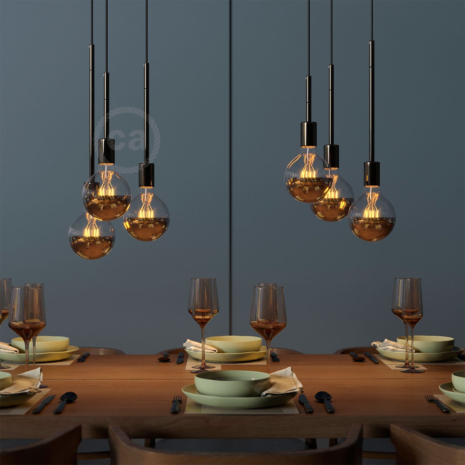 Tubo di estensione in metallo per lampade a sospensione o da tavolo - Nero perla